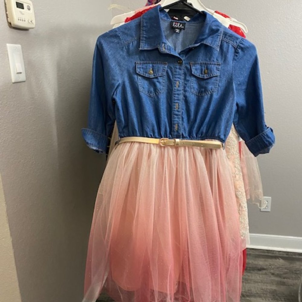 Cute Girls Denim and Glitter Puffed shirt